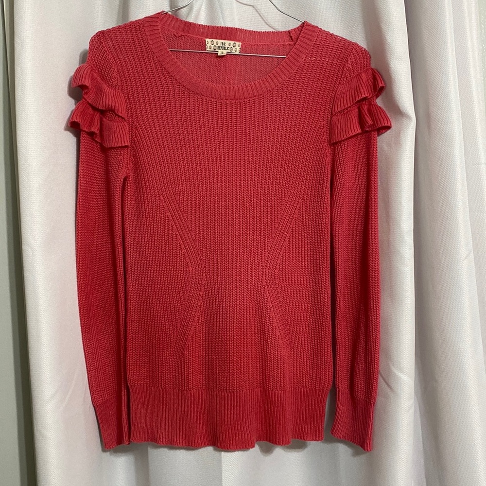 Pink Republic Ruffled Long Sleeve Pink Sweater Size XL/16